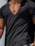 Men's Full Size Notched Short Sleeve T-Shirt Plus Size - Trendsi - Flyclothing LLC