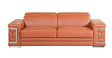 89" Camel Italian Leather Sofa With Silver Legs - Homeroots - Flyclothing LLC