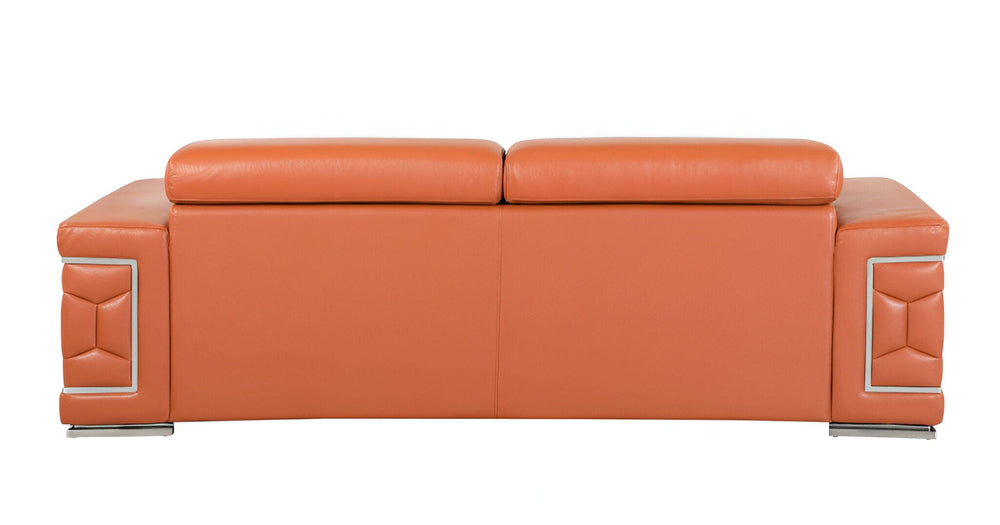 89" Camel Italian Leather Sofa With Silver Legs - Homeroots - Flyclothing LLC