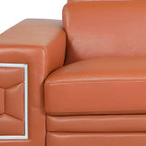 89" Camel Italian Leather Sofa With Silver Legs - Homeroots - Flyclothing LLC