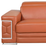 89" Camel Italian Leather Sofa With Silver Legs - Homeroots - Flyclothing LLC