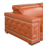 71" Camel And Silver Genuine Leather Love Seat - Homeroots - Flyclothing LLC