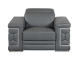 Three Piece Indoor Dark Gray Italian Leather Six Person Seating Set - Homeroots - Flyclothing LLC