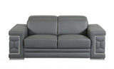 Three Piece Indoor Dark Gray Italian Leather Six Person Seating Set - Homeroots - Flyclothing LLC