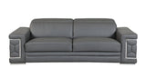 89" Dark Gray Italian Leather Sofa With Silver Legs - Homeroots - Flyclothing LLC
