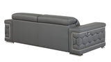89" Dark Gray Italian Leather Sofa With Silver Legs - Homeroots - Flyclothing LLC