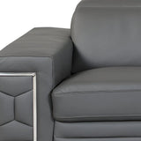 89" Dark Gray Italian Leather Sofa With Silver Legs - Homeroots - Flyclothing LLC