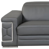 89" Dark Gray Italian Leather Sofa With Silver Legs - Homeroots - Flyclothing LLC