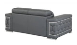 71" Gray And Silver Genuine Leather Love Seat - Homeroots - Flyclothing LLC