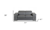 71" Gray And Silver Genuine Leather Love Seat - Homeroots - Flyclothing LLC