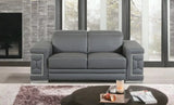 71" Gray And Silver Genuine Leather Love Seat - Homeroots - Flyclothing LLC