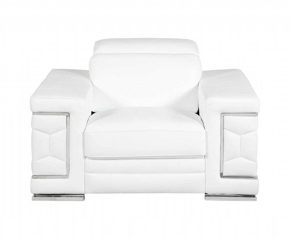 Three Piece Indoor White Italian Leather Six Person Seating Set - Homeroots - Flyclothing LLC