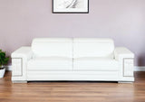 89" White Italian Leather Sofa With Silver Legs - Homeroots - Flyclothing LLC