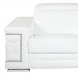 71" White Italian Leather Sofa With Silver Legs - Homeroots - Flyclothing LLC