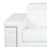 71" White Italian Leather Sofa With Silver Legs - Homeroots - Flyclothing LLC