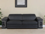 89" Black Italian Leather Sofa With Silver Legs - Homeroots - Flyclothing LLC