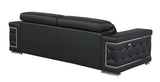 89" Black Italian Leather Sofa With Silver Legs - Homeroots - Flyclothing LLC