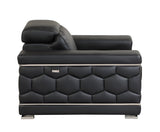 89" Black Italian Leather Sofa With Silver Legs - Homeroots - Flyclothing LLC