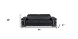 89" Black Italian Leather Sofa With Silver Legs - Homeroots - Flyclothing LLC