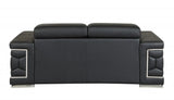 71" Black And Silver Genuine Leather Love Seat - Homeroots - Flyclothing LLC