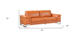 90" Orange Italian Leather Sofa With Silver Legs - Homeroots - Flyclothing LLC