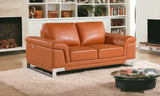 73" Camel And Silver Genuine Leather Loveseat - Homeroots - Flyclothing LLC