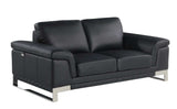 Three Piece Indoor Black Italian Leather Six Person Seating Set - Homeroots - Flyclothing LLC