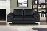 73" Black And Silver Genuine Leather Love Seat - Homeroots - Flyclothing LLC