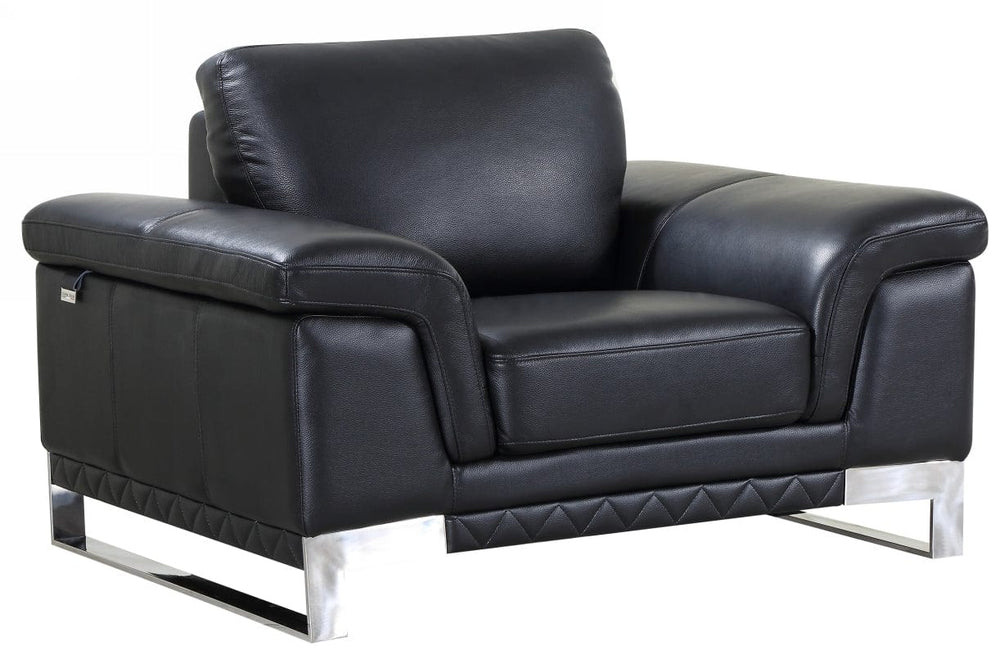 32" Black Lovely Leather Chair - Homeroots