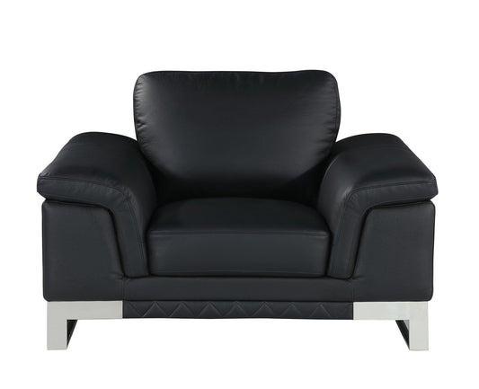 32" Black Lovely Leather Chair - Homeroots