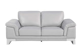 Three Piece Indoor Light Gray Italian Leather Six Person Seating Set - Homeroots - Flyclothing LLC