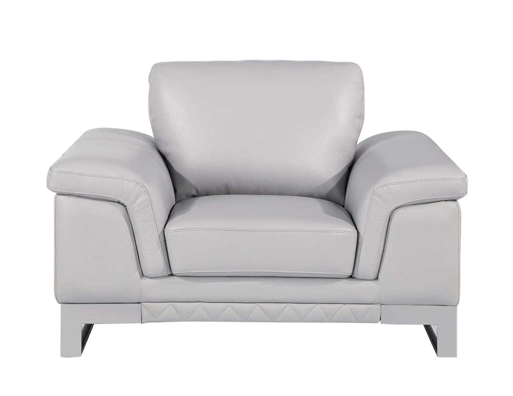 Three Piece Indoor Light Gray Italian Leather Six Person Seating Set - Homeroots - Flyclothing LLC