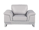 Three Piece Indoor Light Gray Italian Leather Six Person Seating Set - Homeroots - Flyclothing LLC