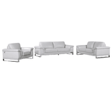 Three Piece Indoor Light Gray Italian Leather Six Person Seating Set - Homeroots - Flyclothing LLC