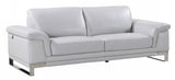90" Light Gray Italian Leather Sofa With Silver Legs - Homeroots - Flyclothing LLC