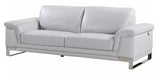 90" Light Gray Italian Leather Sofa With Silver Legs - Homeroots - Flyclothing LLC