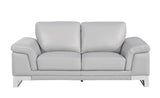 73" Light Gray And Silver Genuine Leather Loveseat - Homeroots - Flyclothing LLC
