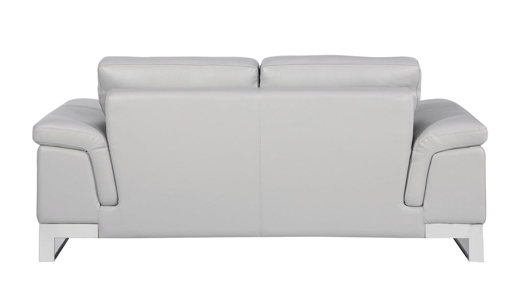 73" Light Gray And Silver Genuine Leather Loveseat - Homeroots - Flyclothing LLC