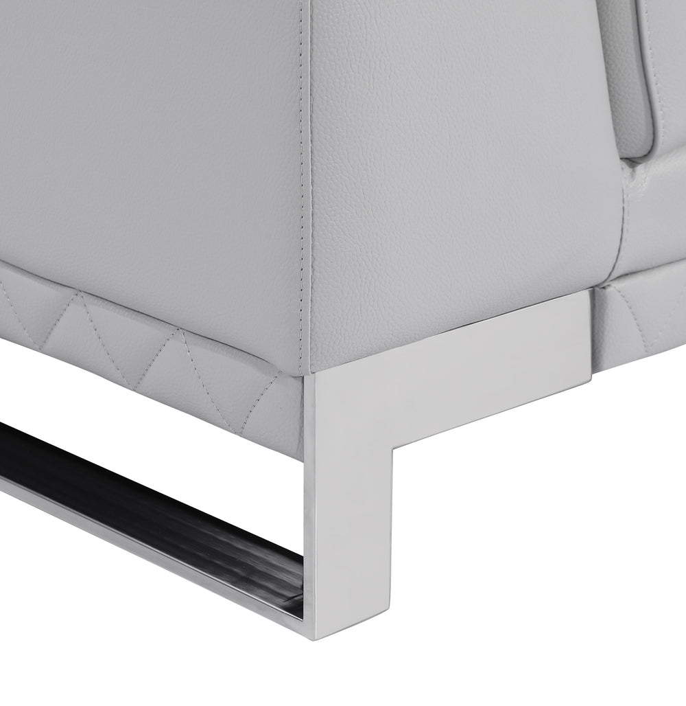 73" Light Gray And Silver Genuine Leather Loveseat - Homeroots - Flyclothing LLC