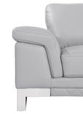 73" Light Gray And Silver Genuine Leather Loveseat - Homeroots - Flyclothing LLC