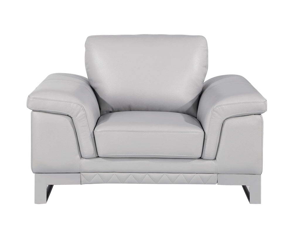 32" Grey Lovely Light Leather Chair - Homeroots