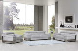 Three Piece Indoor Light Gray Italian Leather Six Person Seating Set - Homeroots - Flyclothing LLC