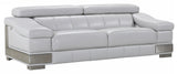 92" Light Gray Italian Leather Sofa With Silver Legs - Homeroots - Flyclothing LLC