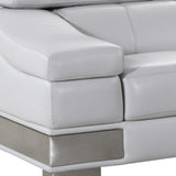 73" Light Gray And Silver Genuine Leather Love Seat - Homeroots - Flyclothing LLC
