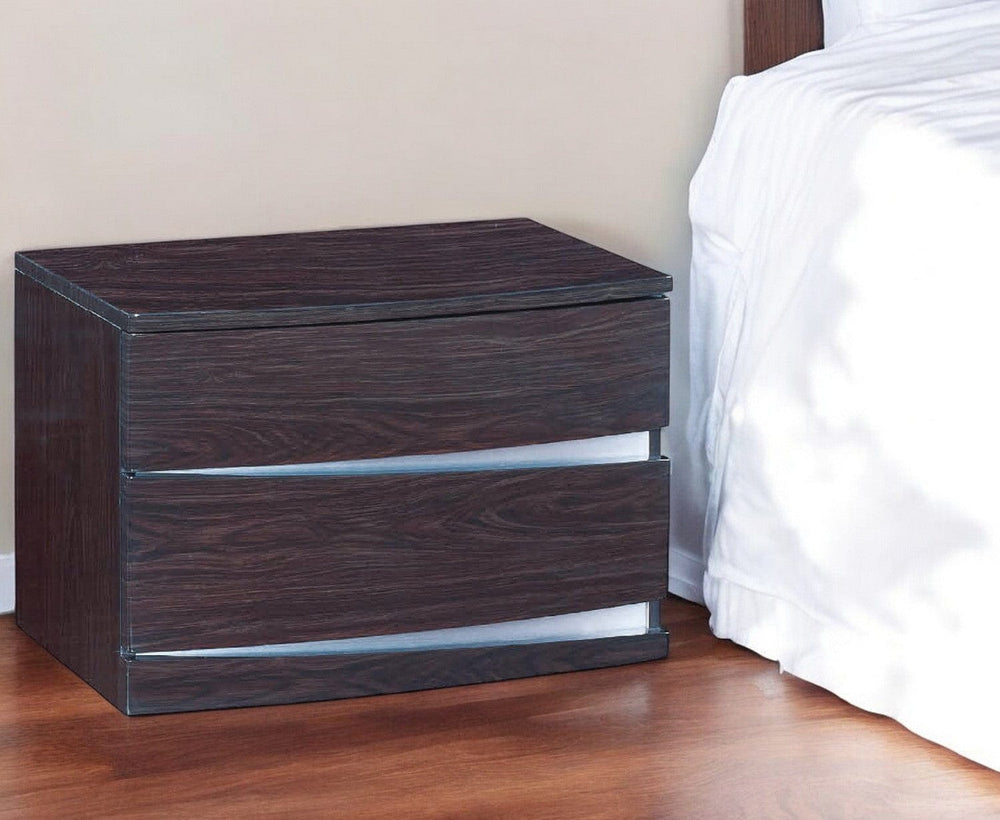 17" Dark Brown Two Drawers Manufactured Wood Mirrored Nightstand - Homeroots - Flyclothing LLC
