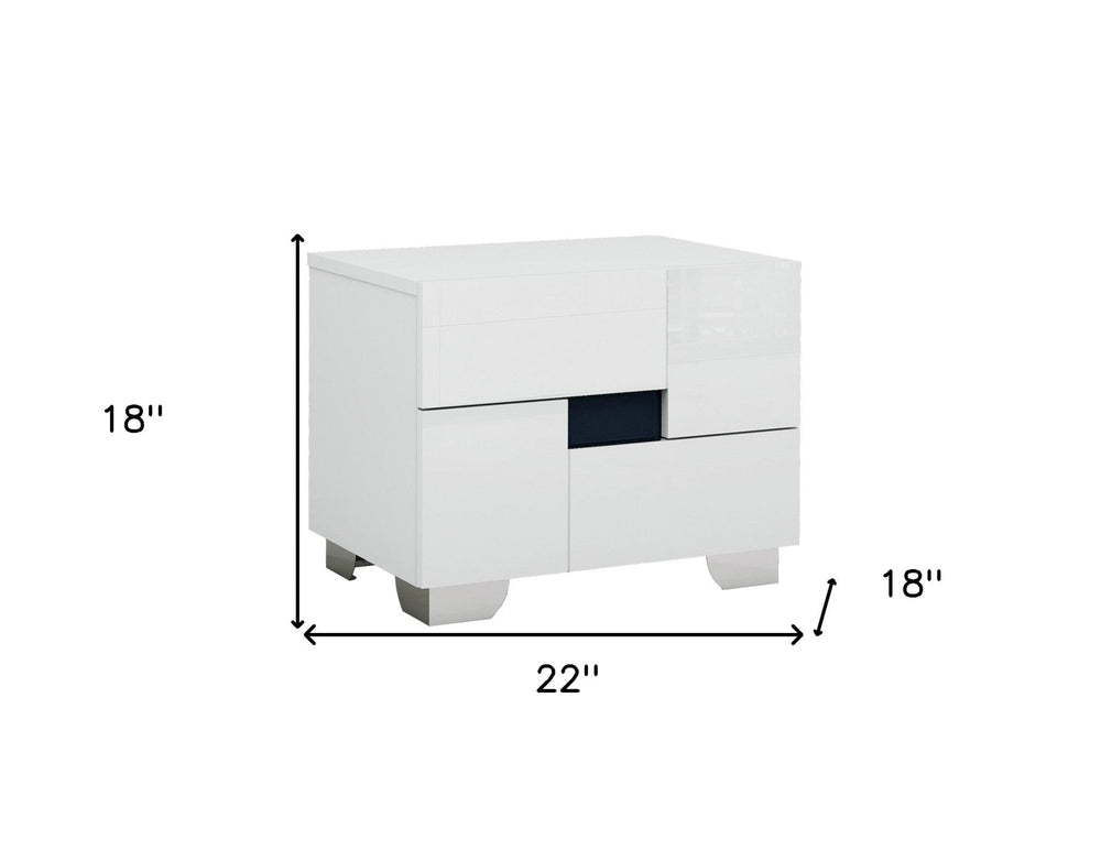 18" Superb White High Gloss Nightstand - Homeroots - Flyclothing LLC