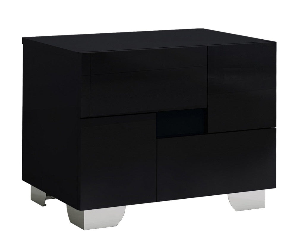 18" Black Two Drawers Metal Mirrored Nightstand - Homeroots - Flyclothing LLC
