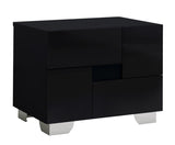 18" Black Two Drawers Metal Mirrored Nightstand - Homeroots - Flyclothing LLC