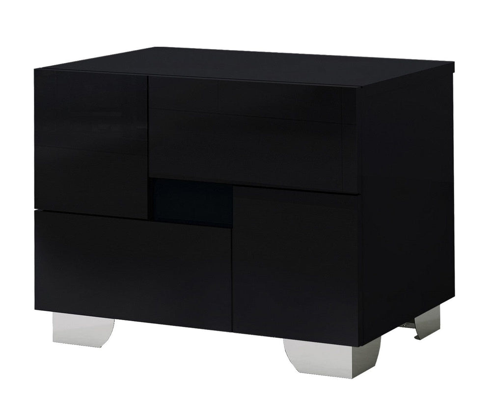 18" Black Two Drawers Metal Mirrored Nightstand - Homeroots - Flyclothing LLC