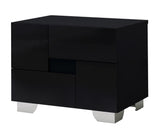 18" Black Two Drawers Metal Mirrored Nightstand - Homeroots - Flyclothing LLC